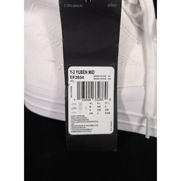 Adidas Y-3 Yuben Mid Sneaker Size M5 W7.5 White EF2654 $269 - Picture 10 of 13